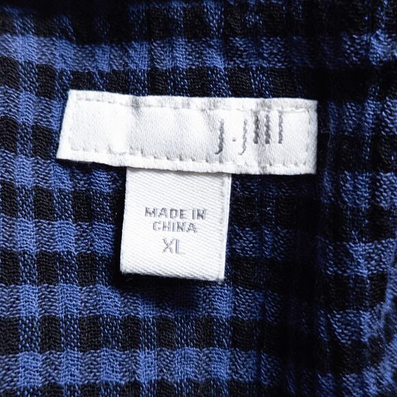 J Jill Gingham Tunic Navy Black Size XL Classic Coastal Minimalist - Picture 8 of 8